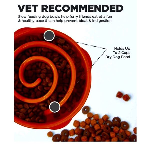 Outward Hound Fun Feeder Interactive Dog Bowl, Orange - Picture 3 of 4